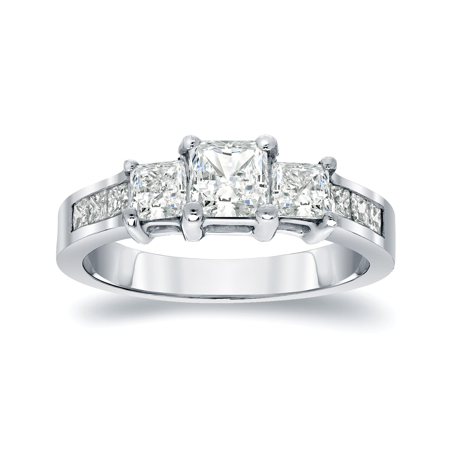 Auriya Platinum 1Ct Tdw Princess Cut 3 Stone Diamond Engagement Ring