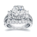 Auriya Platinum 2 1 3Ct Tdw Certified Round Diamond 5 Stone Halo Engagement Ring Bridal Set
