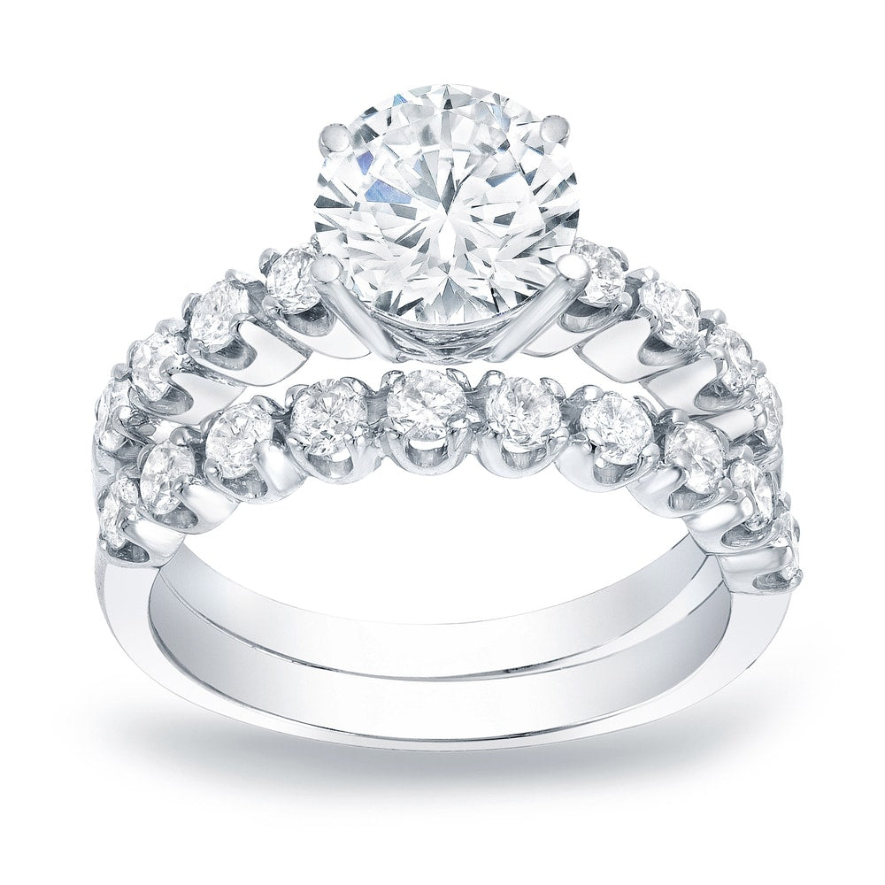 Auriya Platinum 2 Carat Tw Round Diamond Engagement Ring Set Certified