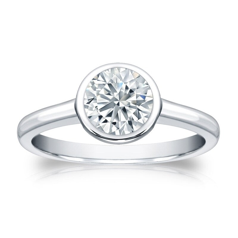 Auriya Platinum Gia Certified 2.00 Carat Tw Solitaire Bezel Set Diamond Engagement Ring