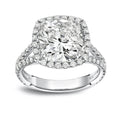 Platinum 4 1 3Ct Tdw Cushion Cut Diamond Halo Engagement Ring By Auriya
