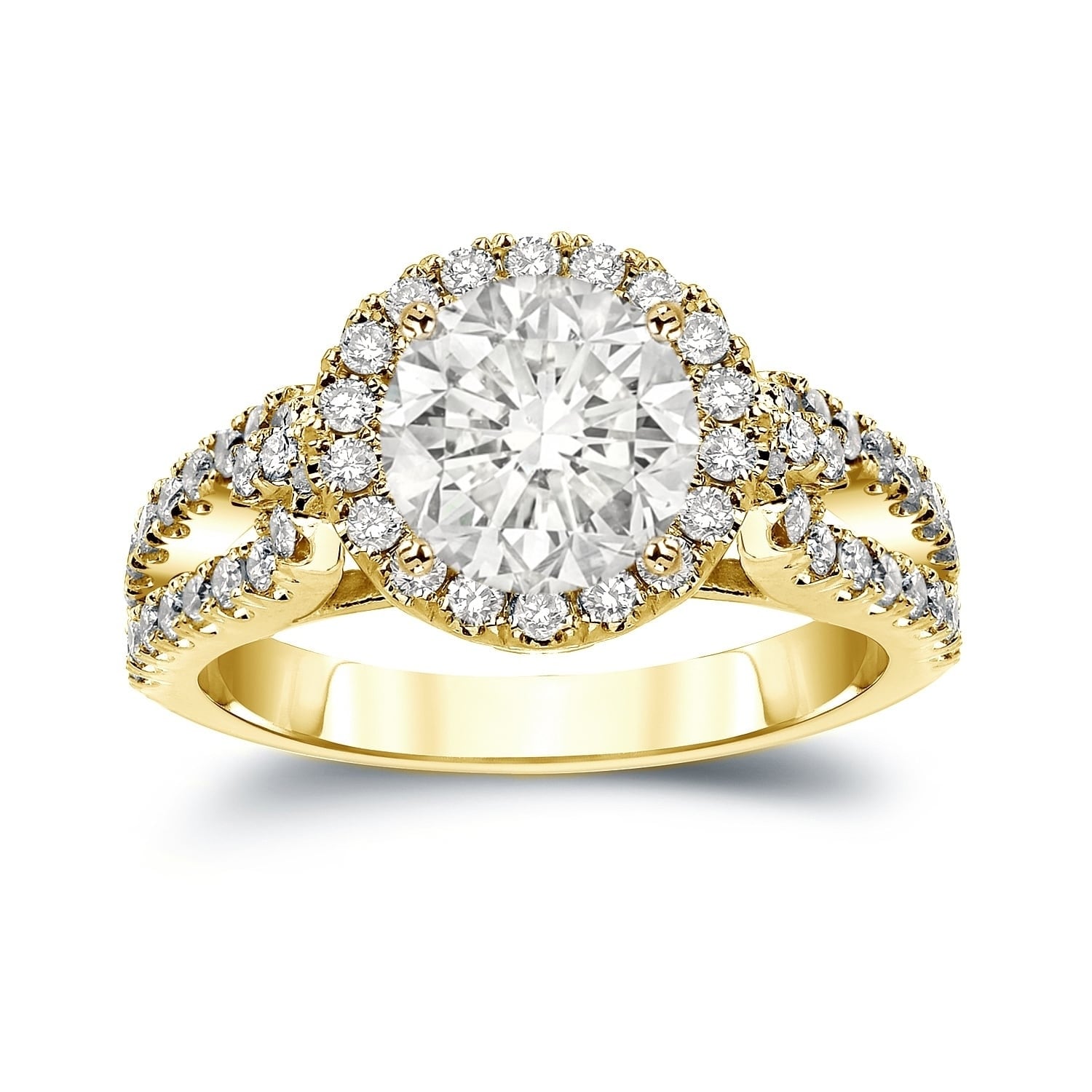 Auriya Round 2 1 3Ctw Halo Diamond Engagement Ring 14K Gold J K I1 I2