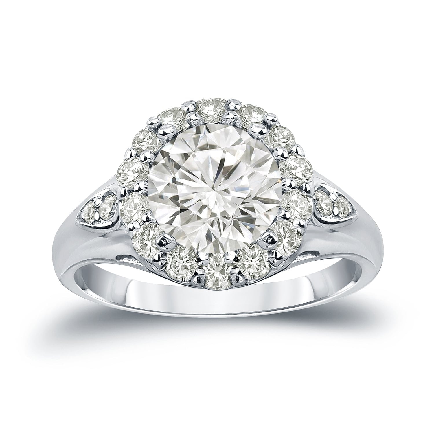 Auriya Round 3 1 3Ctw Halo Diamond Engagement Ring 14K Gold Certified