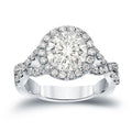 Auriya Twisted Split Shank 2 3 4Ctw Halo Diamond Engagement Ring 14K Gold