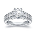 Auriya Unique 2 Carat Tw Round Diamond Engagement Ring 14K White Gold Certified