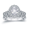 Platinum Vintage Inspired 2 1 6Ct Tdw Oval Diamond With Halo Engagement Ring Set By Auriya