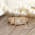 Auriya Vintage Inspired 3 4Ct Tdw 3 Stone Diamond Halo Engagement Ring 14K Gold