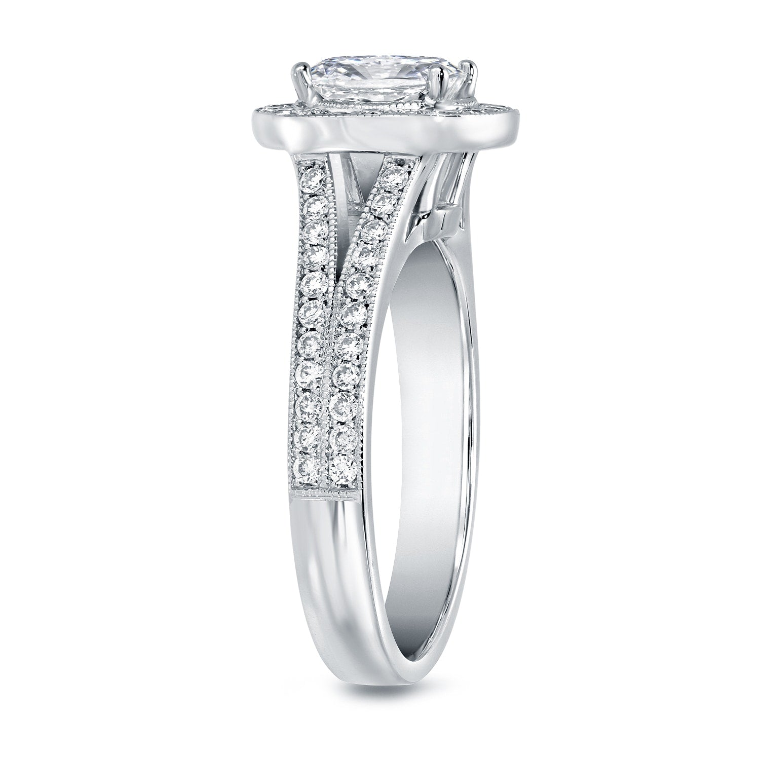 Auriya Vintage Inspired 2Ct Tdw Cushion Cut Diamond Halo Engagement Ring 14K White Gold