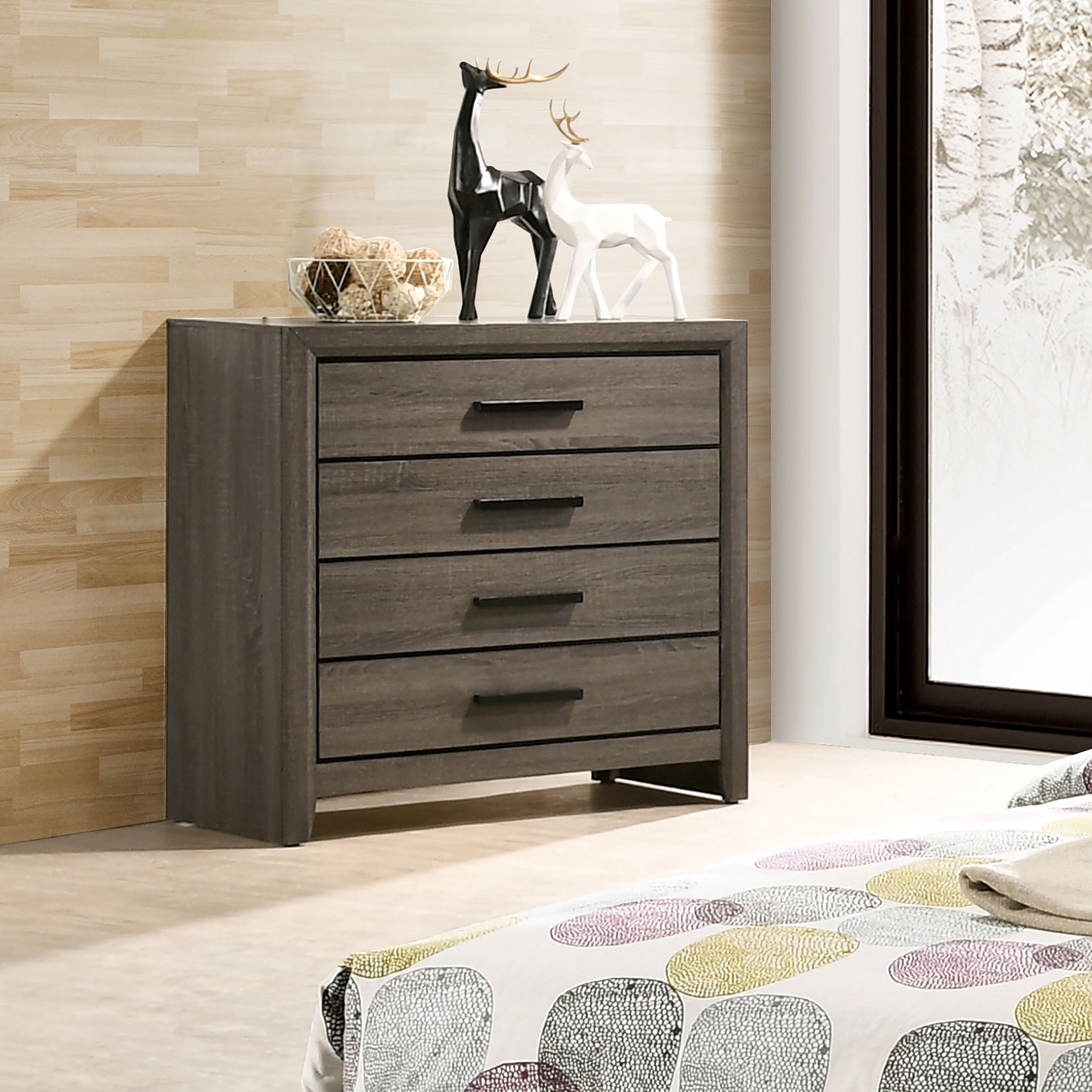 Furniture Of America Vilk Transitional Grey Solid Wood 4 Drawer Chest
