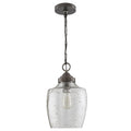 Transitional 1 Light Glass Pendant With Pewter