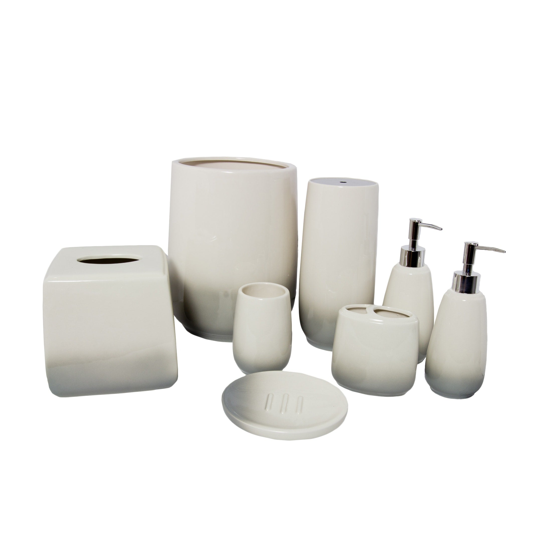 Austin Horn Classics 8 Piece Amber Ceramic Bath Accessory Set Natural Gray