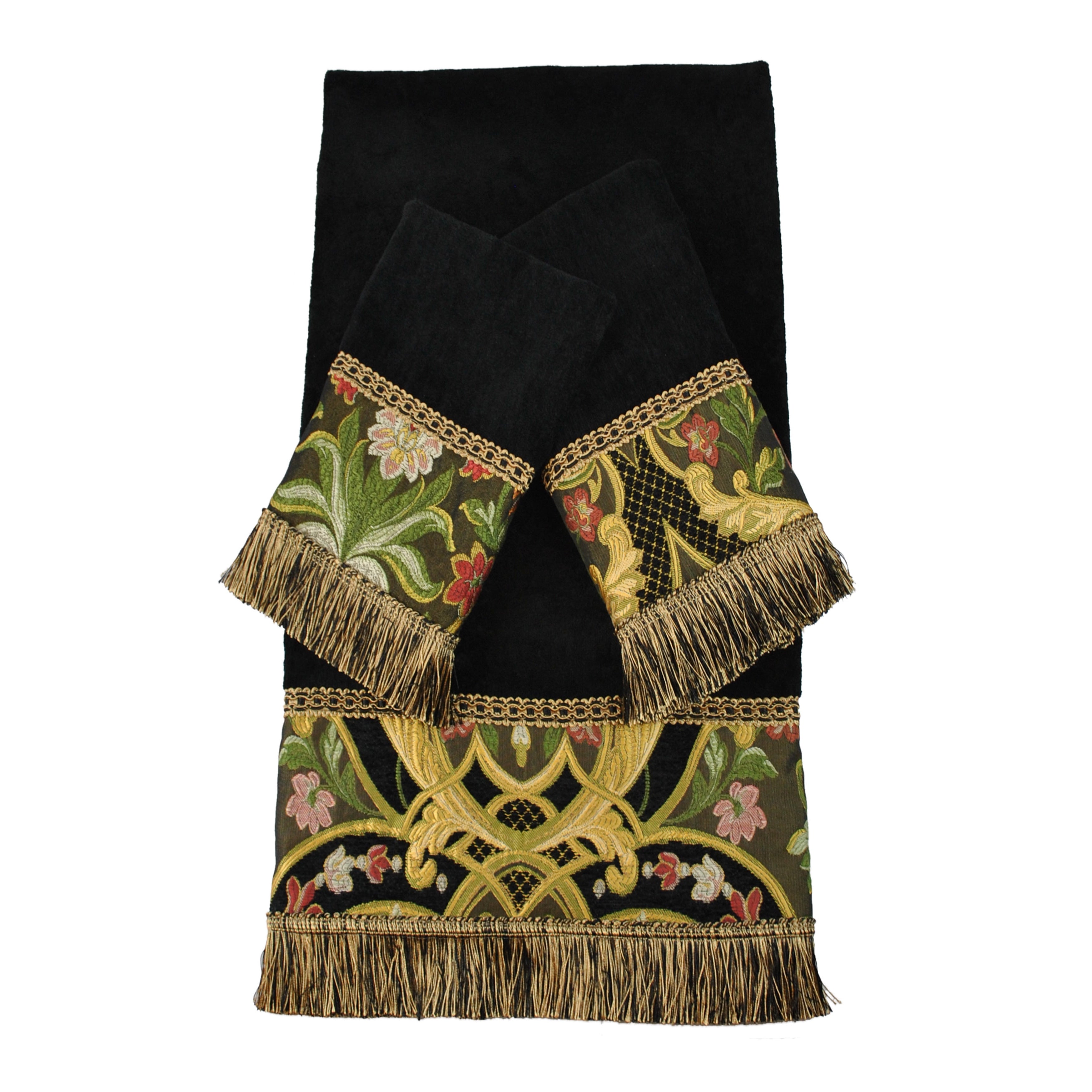 Austin Horn Classics Gustone Black Luxury Embellished 3 Piece Towel Set
