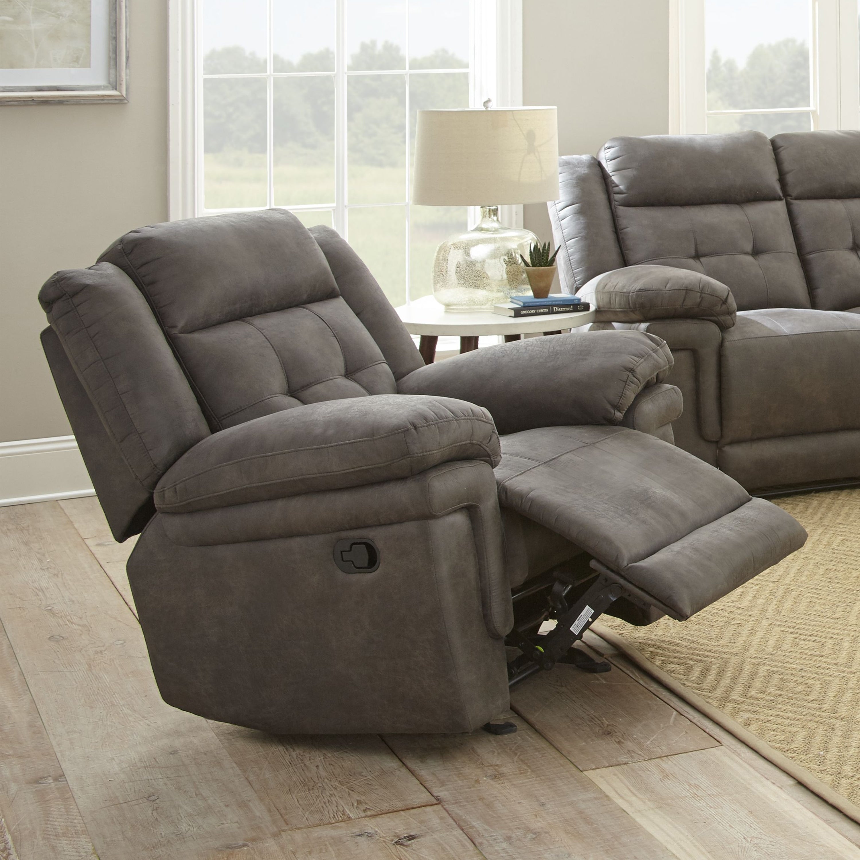 Greyson Living Austin Grey Brown Microfiber Wood Glider Reclining Chair