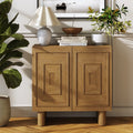 Austin Mid Century Modern Solid Wood Bar Cabinet Or Dining Room Buffet With Geometric Doors