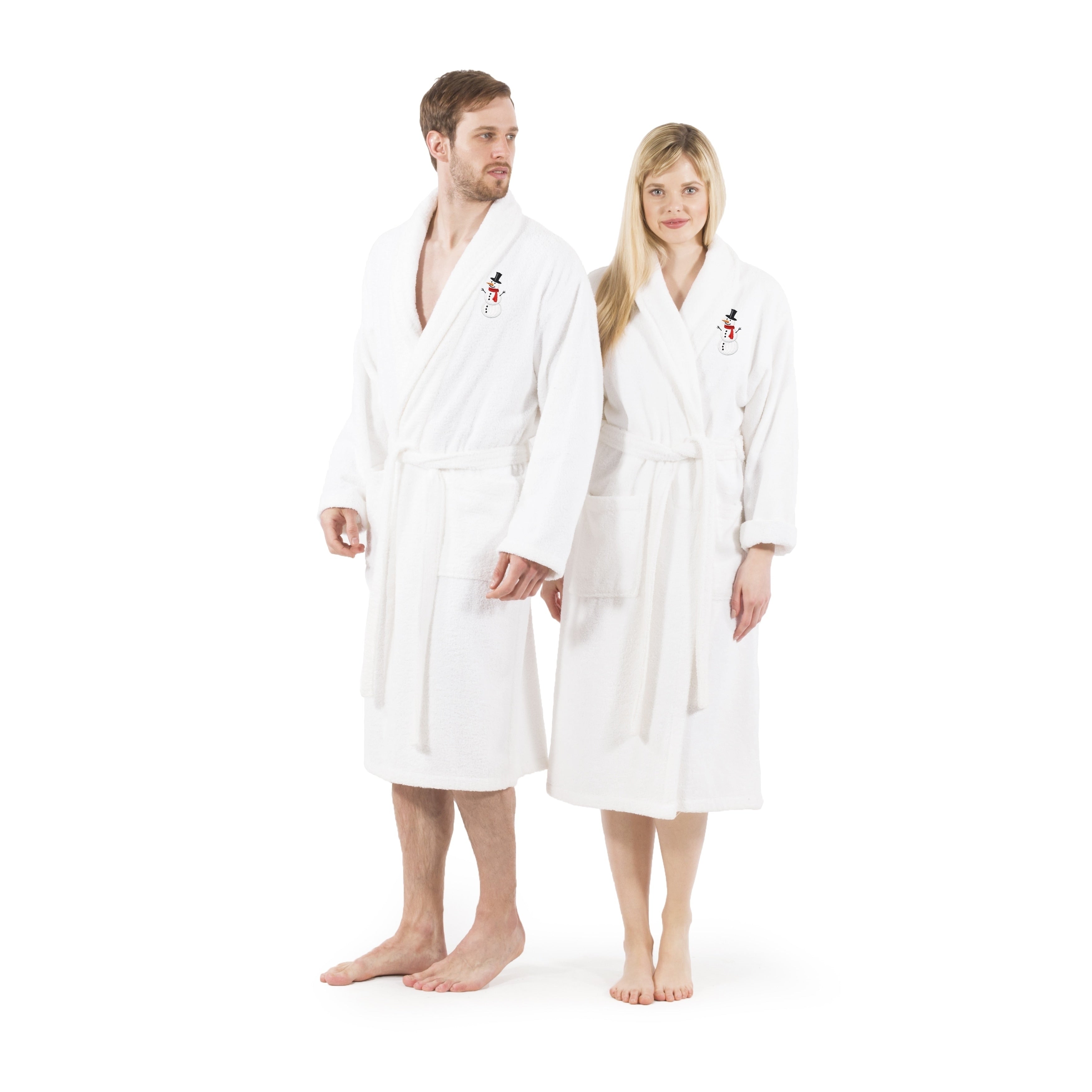 Authentic Hotel Spa Unisex Turkish Cotton Terry Bath Robe With Snowman