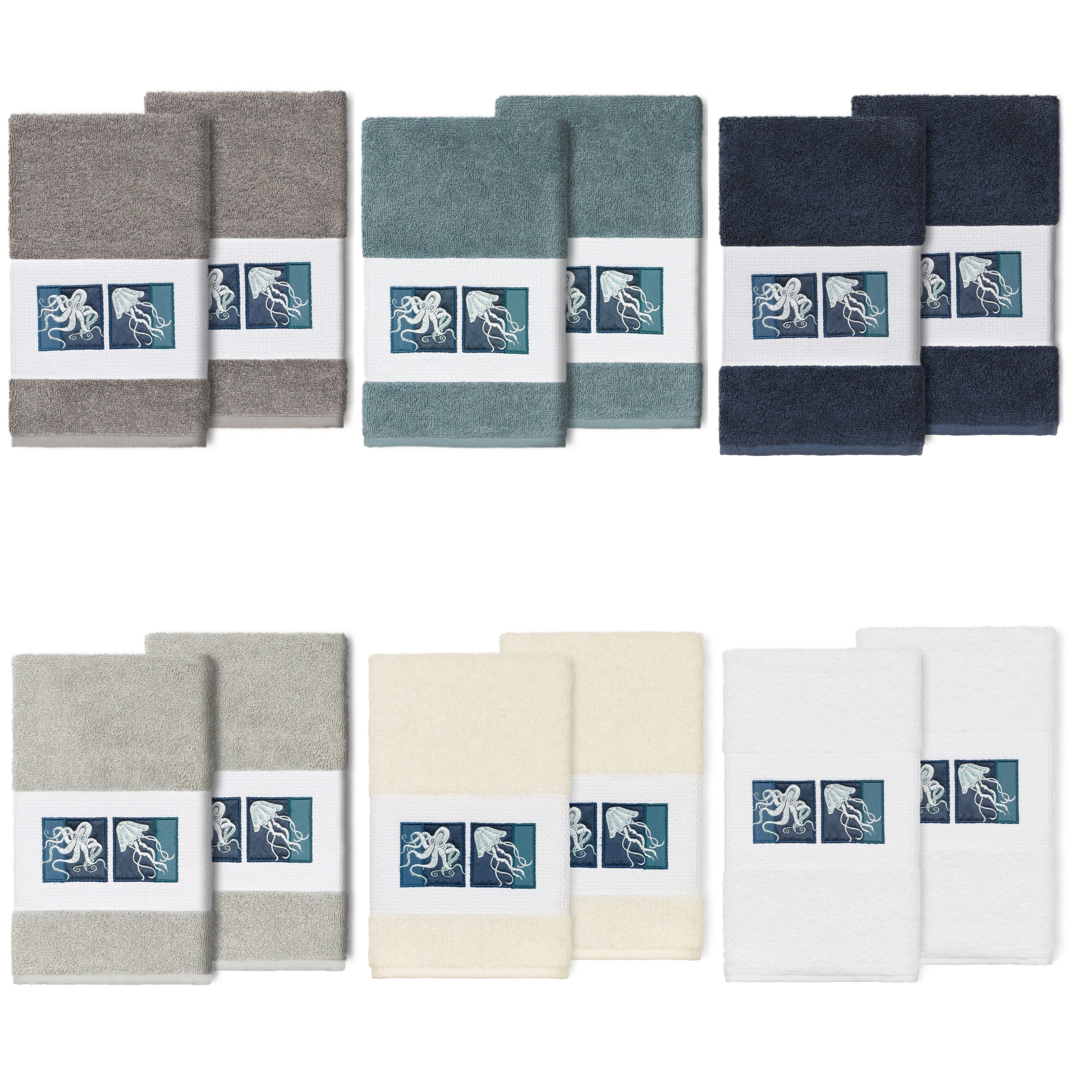 Authentic Hotel And Spa 100 Turkish Cotton Ava 2Pc Embellished Hand Towel Set