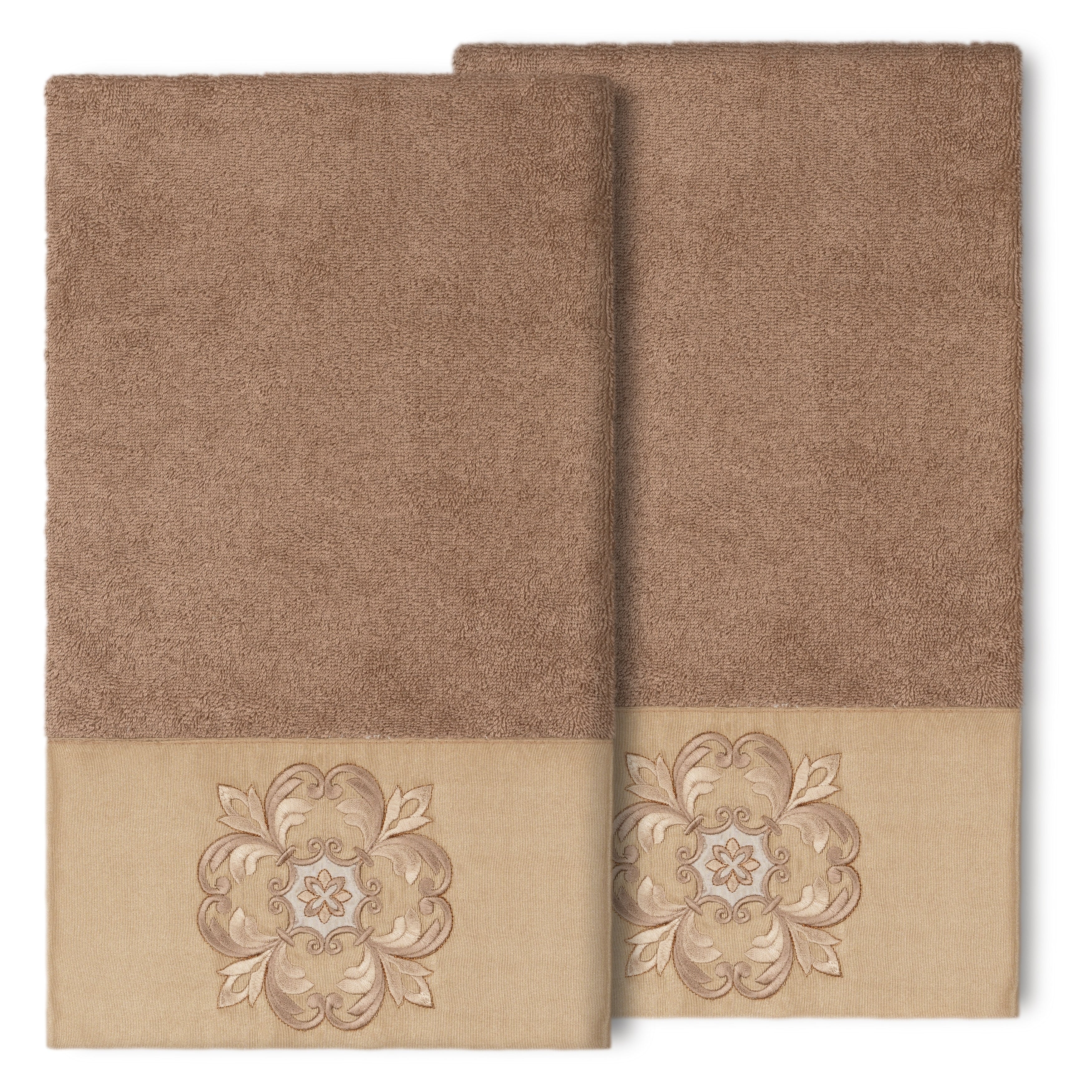 Authentic Hotel And Spa 100 Turkish Cotton Alyssa 2Pc Embellished Bath Towel Set