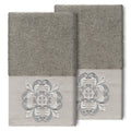 Authentic Hotel And Spa 100 Turkish Cotton Alyssa 2Pc Embellished Hand Towel Set