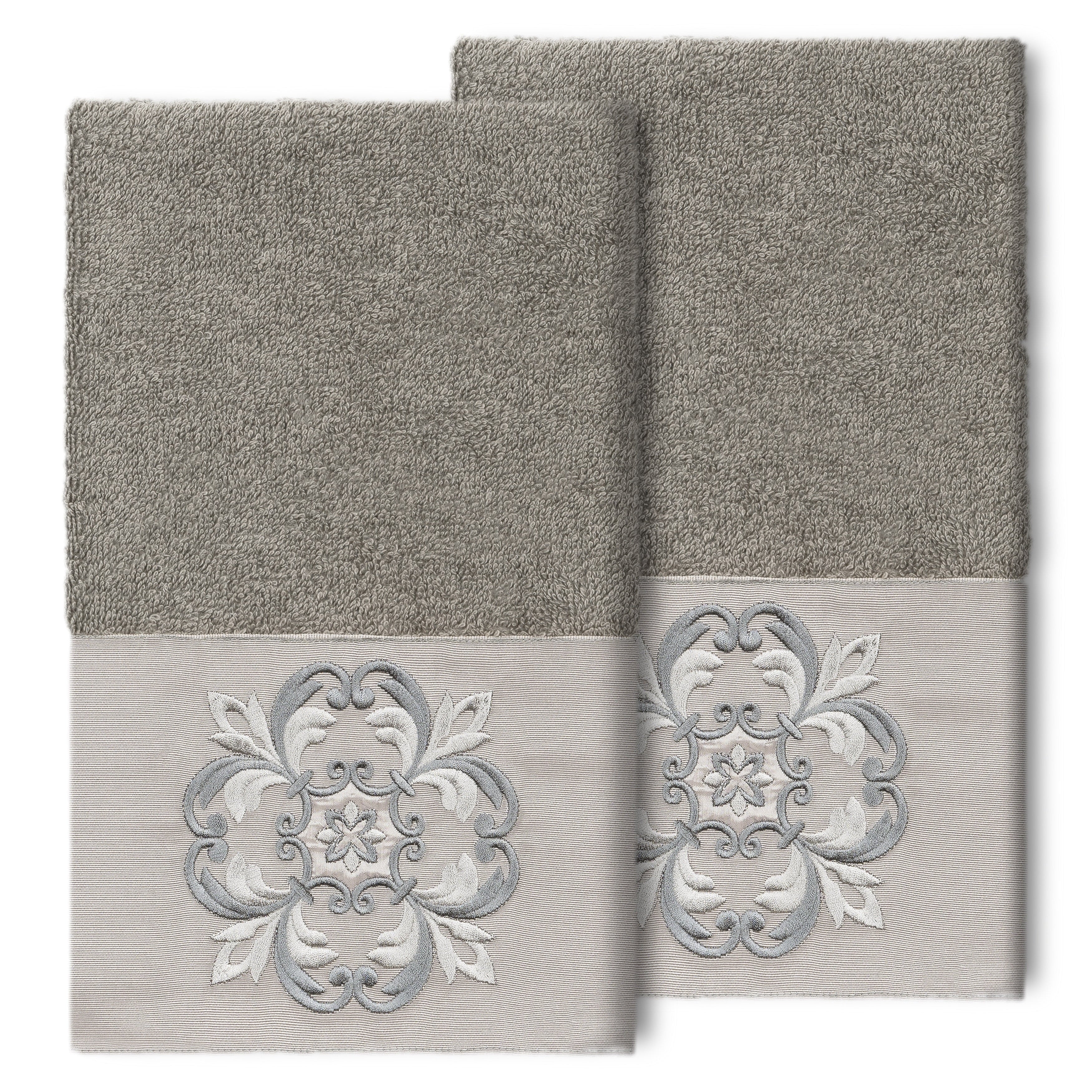 Authentic Hotel And Spa 100 Turkish Cotton Alyssa 2Pc Embellished Hand Towel Set