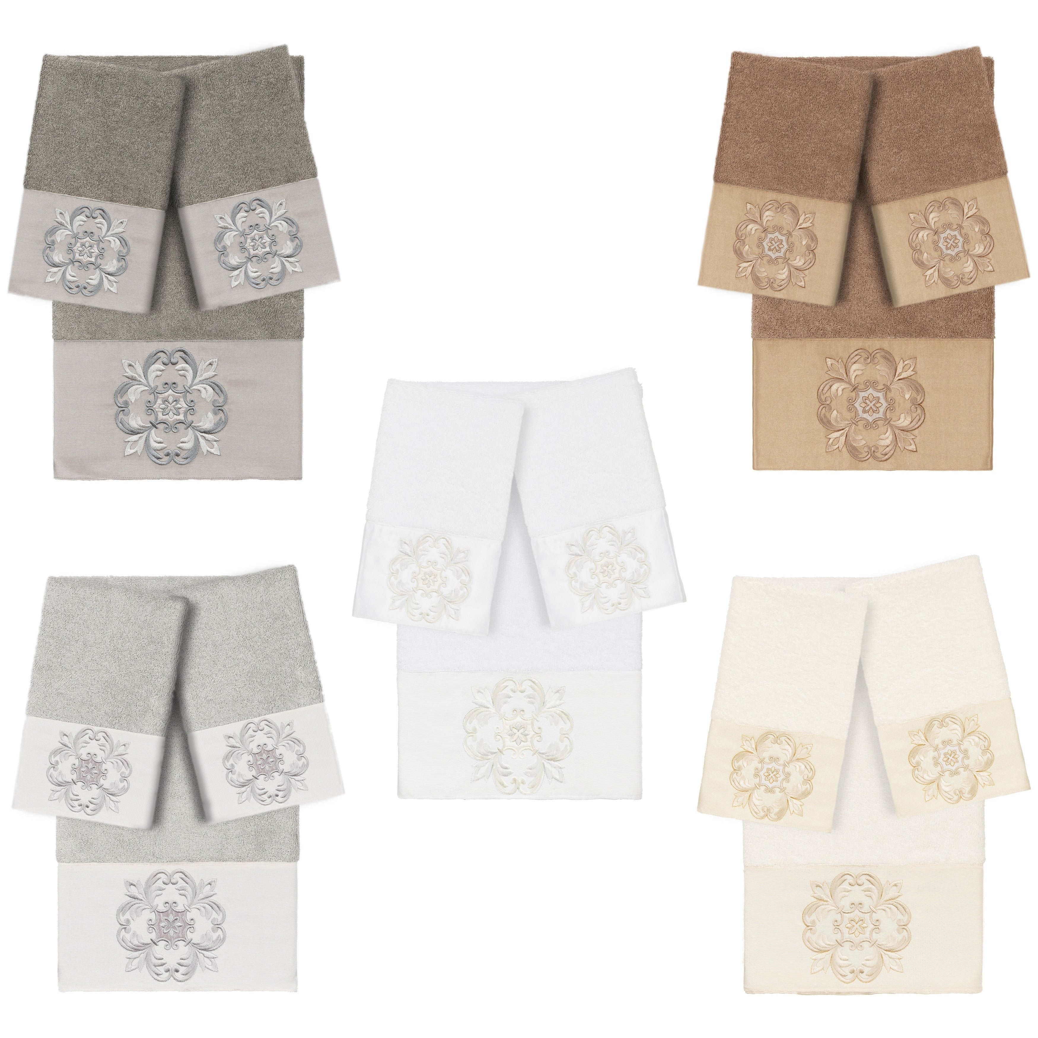 Authentic Hotel And Spa 100 Turkish Cotton Alyssa 3Pc Embellished Towel Set