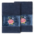 Authentic Hotel And Spa 100 Turkish Cotton Rebecca 2Pc Embellished Hand Towel Set
