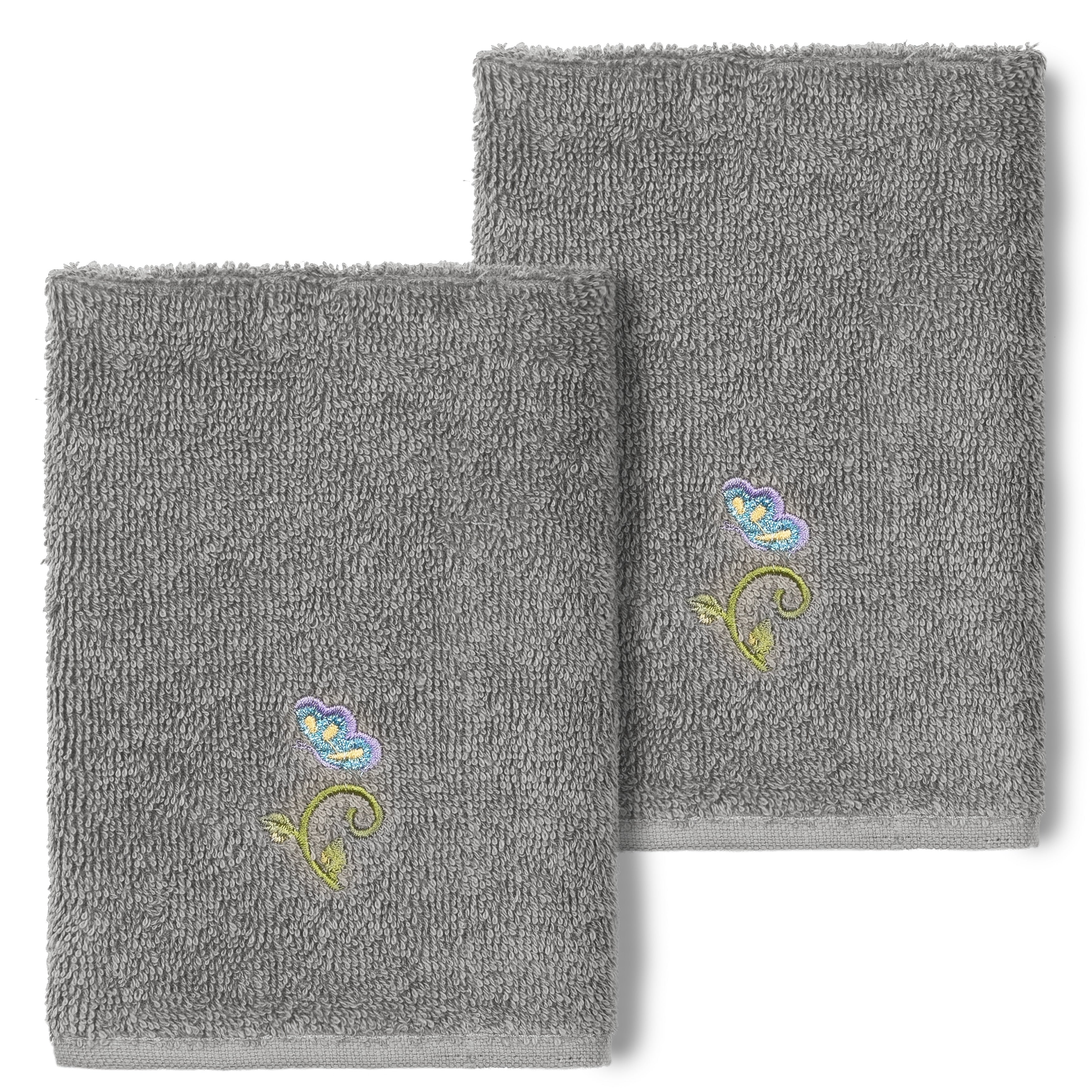 Authentic Hotel And Spa 100 Turkish Cotton Rebecca 2Pc Embellished Washcloth Set