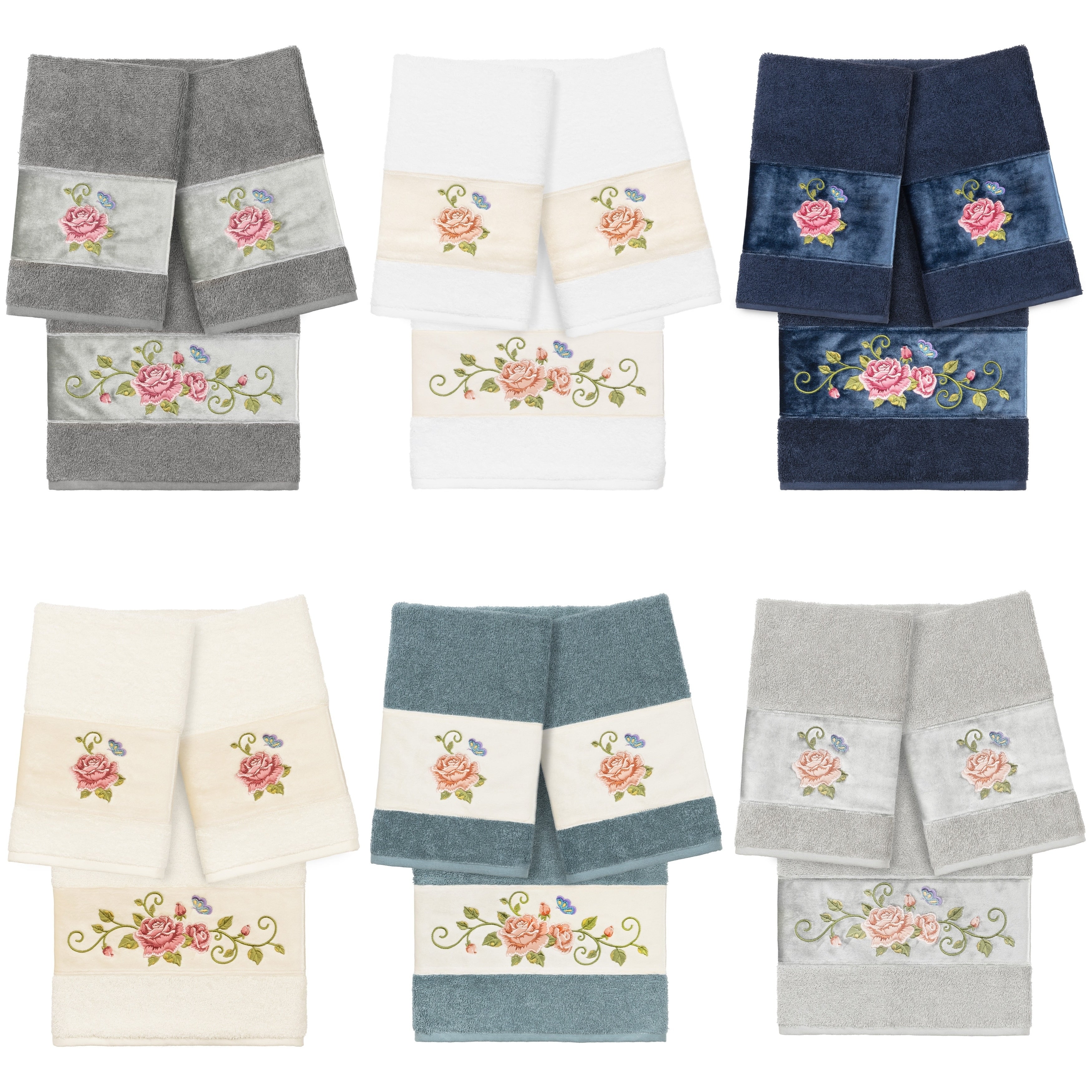 Authentic Hotel And Spa 100 Turkish Cotton Rebecca 3Pc Embellished Towel Set