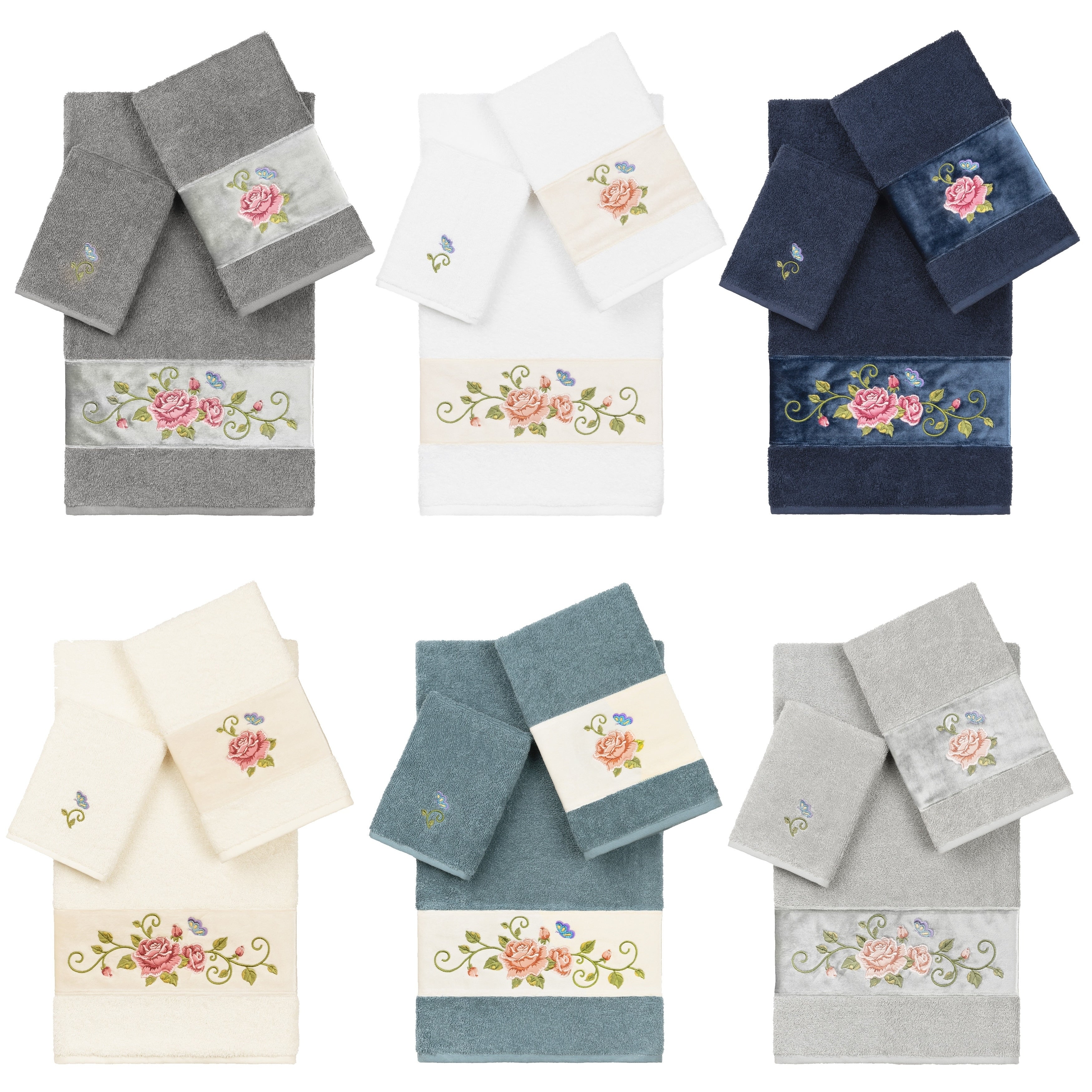 Authentic Hotel And Spa 100 Turkish Cotton Rebecca 3Pc Embellished Towel Set