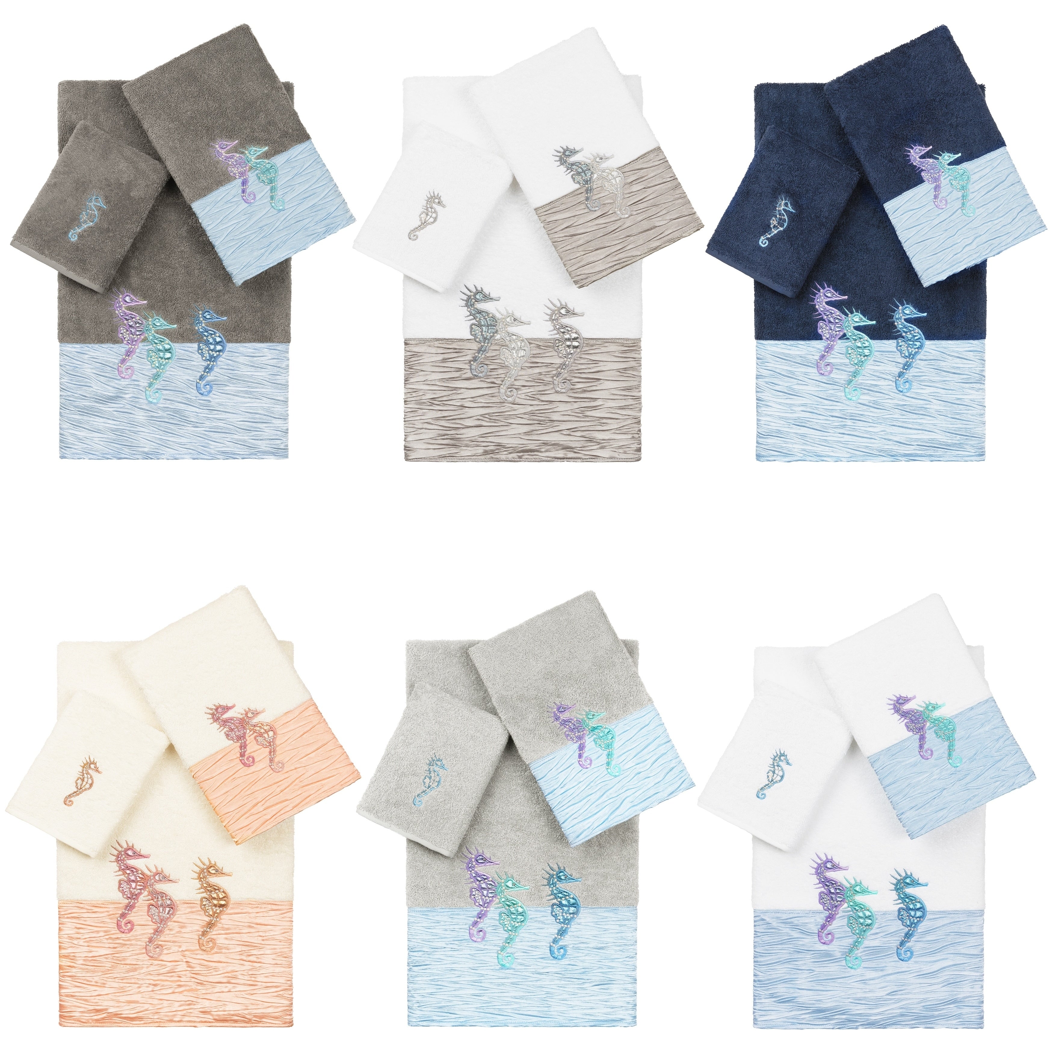 Authentic Hotel And Spa 100 Turkish Cotton Sofia 3Pc Embellished Towel Set