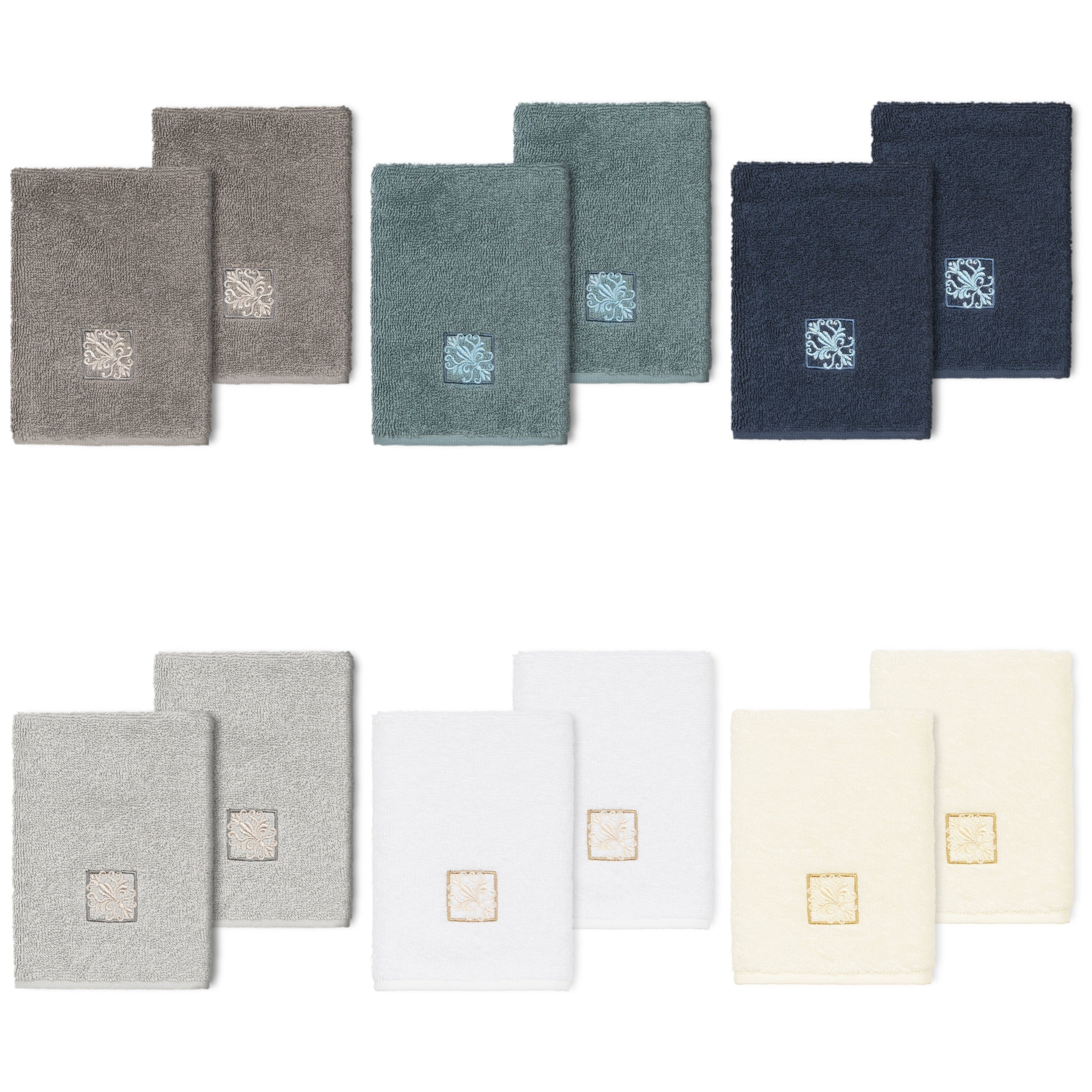 Authentic Hotel And Spa 100 Turkish Cotton Vivian 2Pc Embellished Washcloth Set