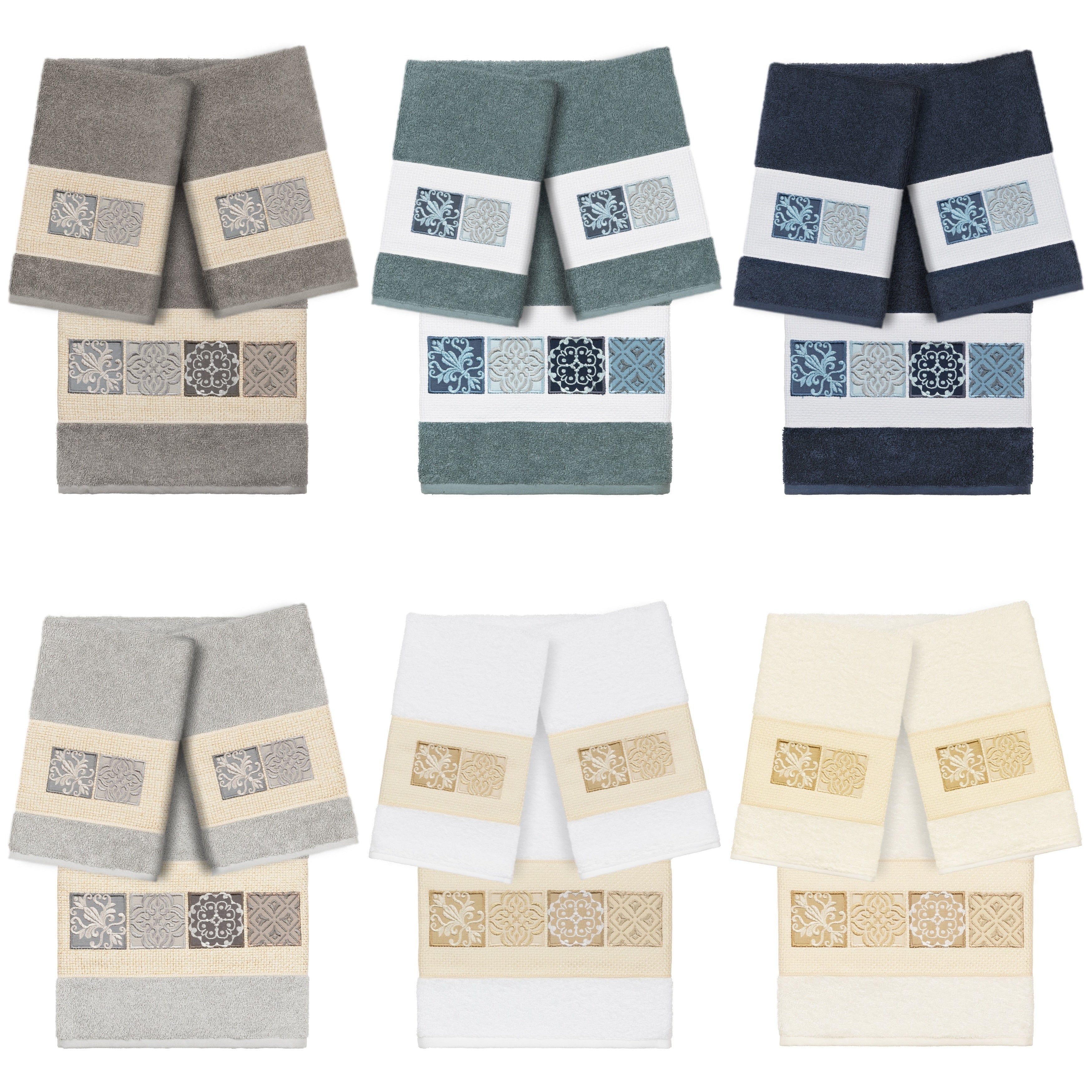 Authentic Hotel And Spa 100 Turkish Cotton Vivian 3Pc Embellished Towel Set