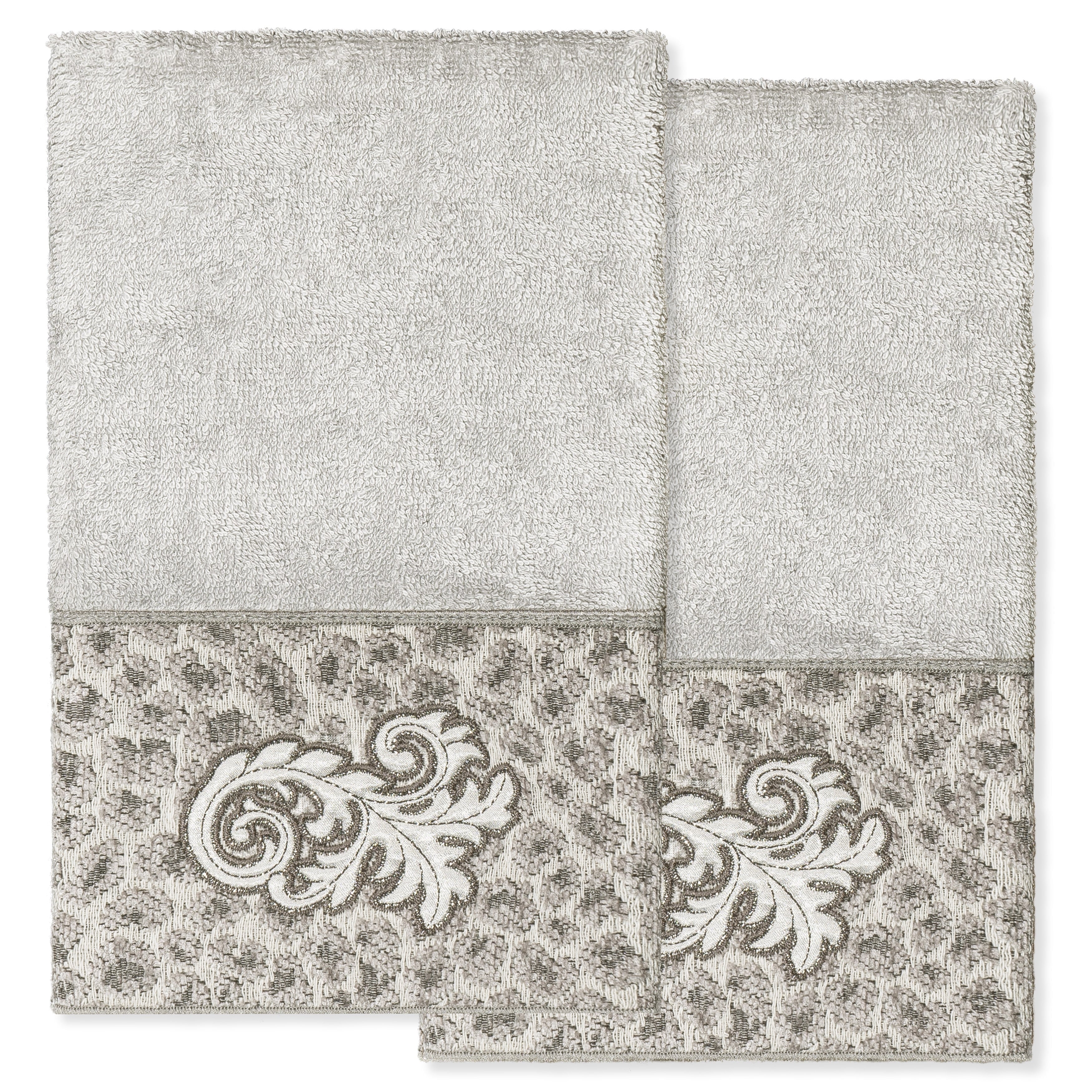 Authentic Hotel And Spa 100 Turkish Cotton April 2Pc Embellished Hand Towel Set