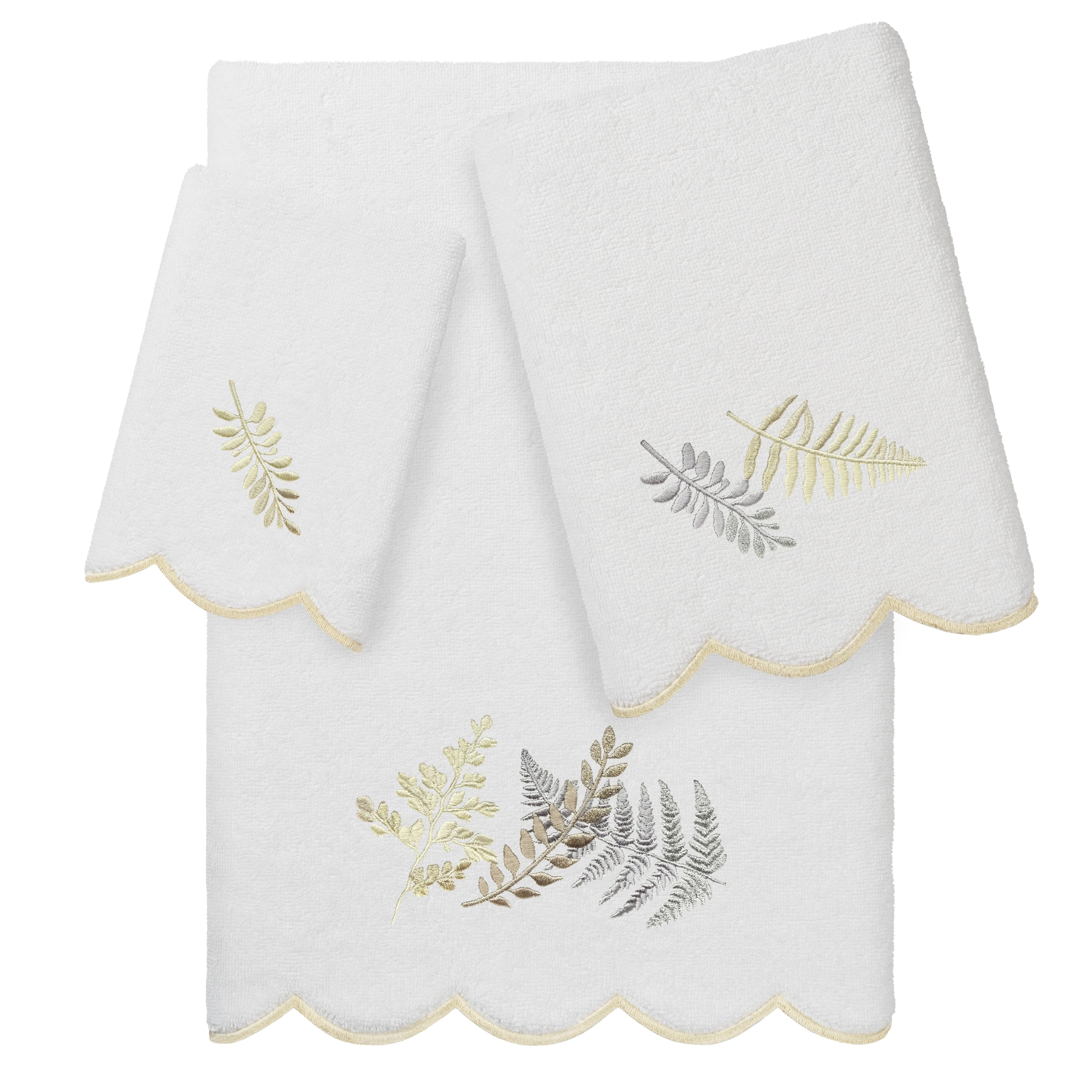 Authentic Hotel And Spa 100 Turkish Cotton Fern Toss Scallop Embellished Towel Collection