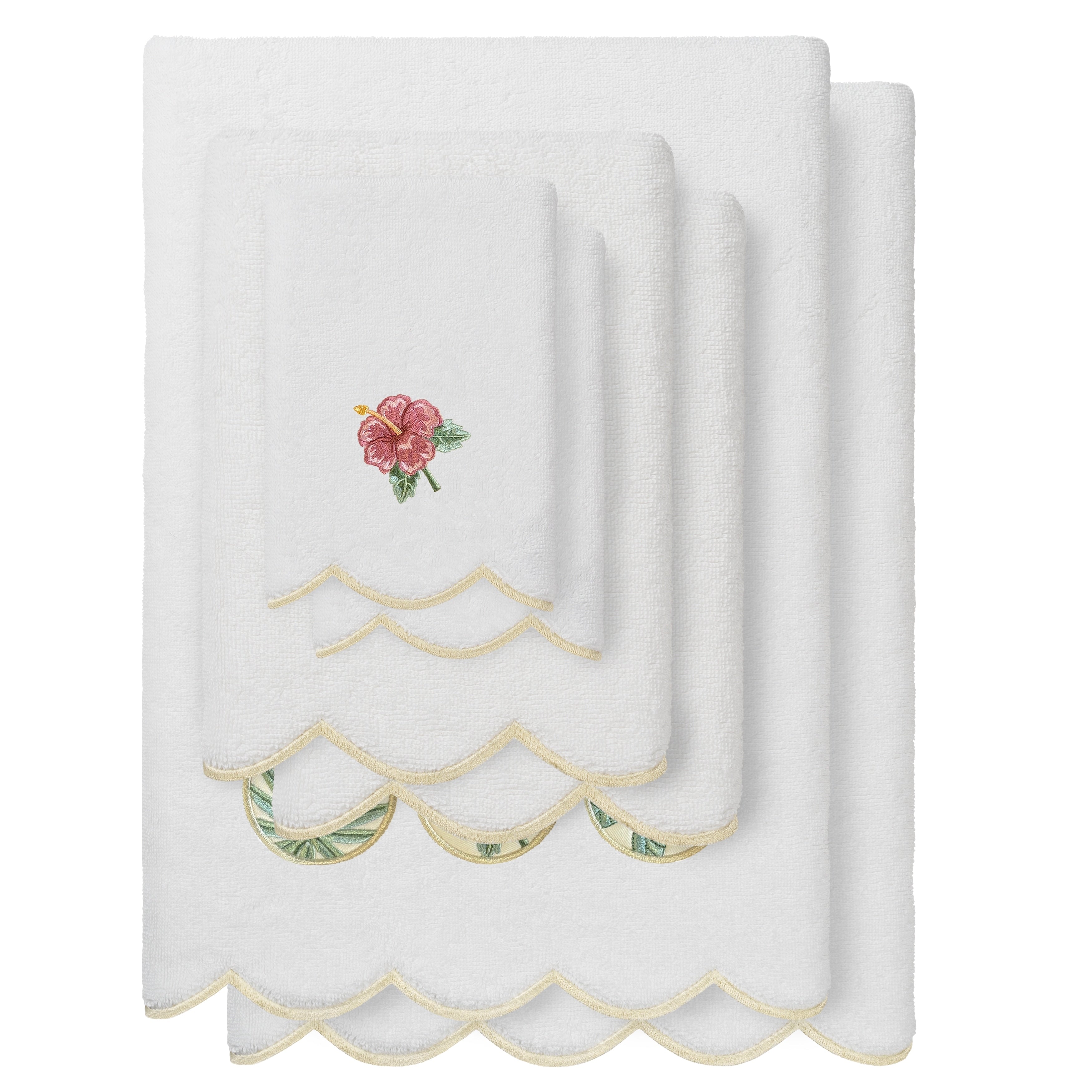 Authentic Hotel And Spa 100 Turkish Cotton Maui Scallop Embellished Towel Collection