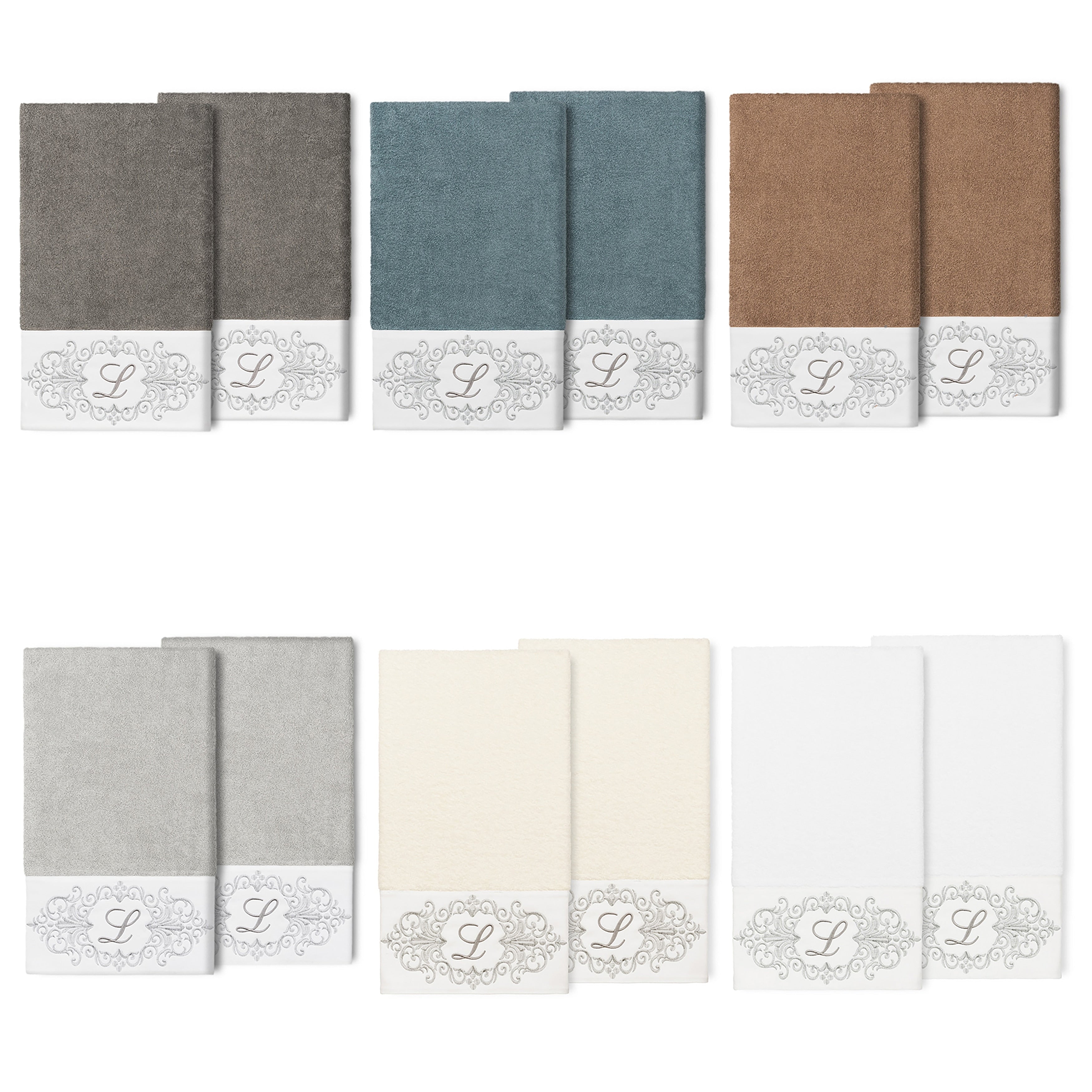 Authentic Hotel And Spa 100 Turkish Cotton Monica 2Pc Embellished Bath Towel Set