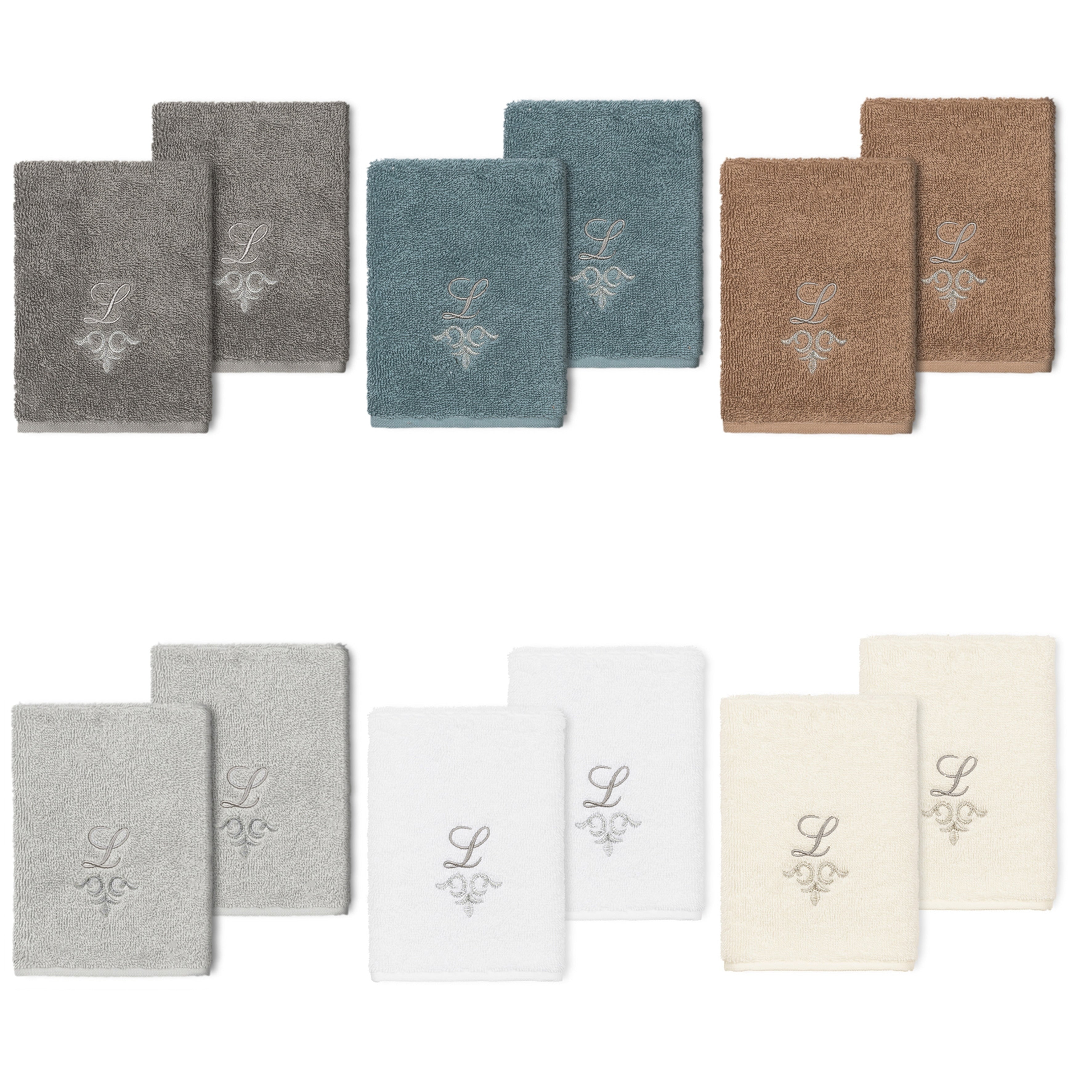 Authentic Hotel And Spa 100 Turkish Cotton Monica 2Pc Embellished Washcloth Set