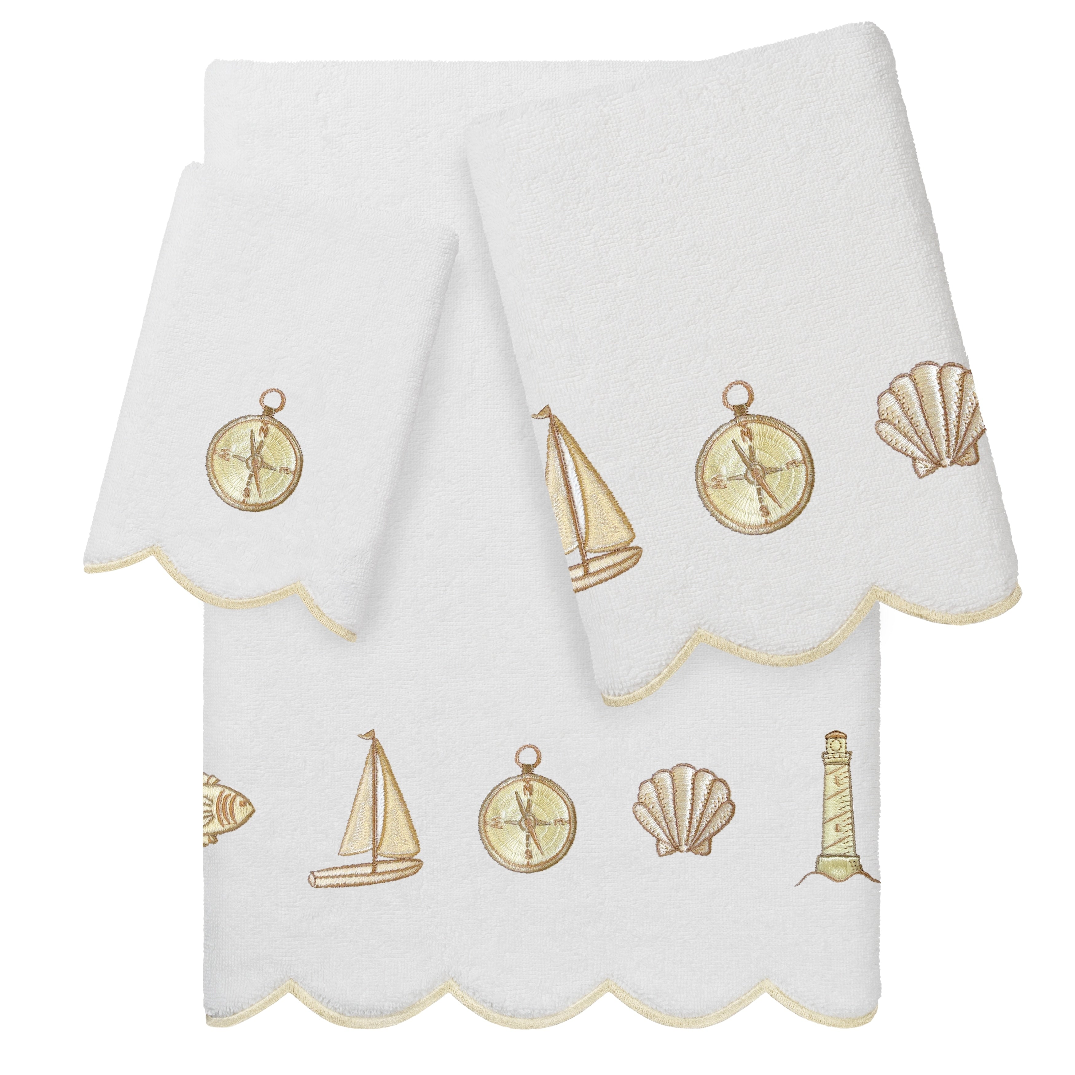 Authentic Hotel And Spa 100 Turkish Cotton Sea Joy Scallop Embellished Towel Collection