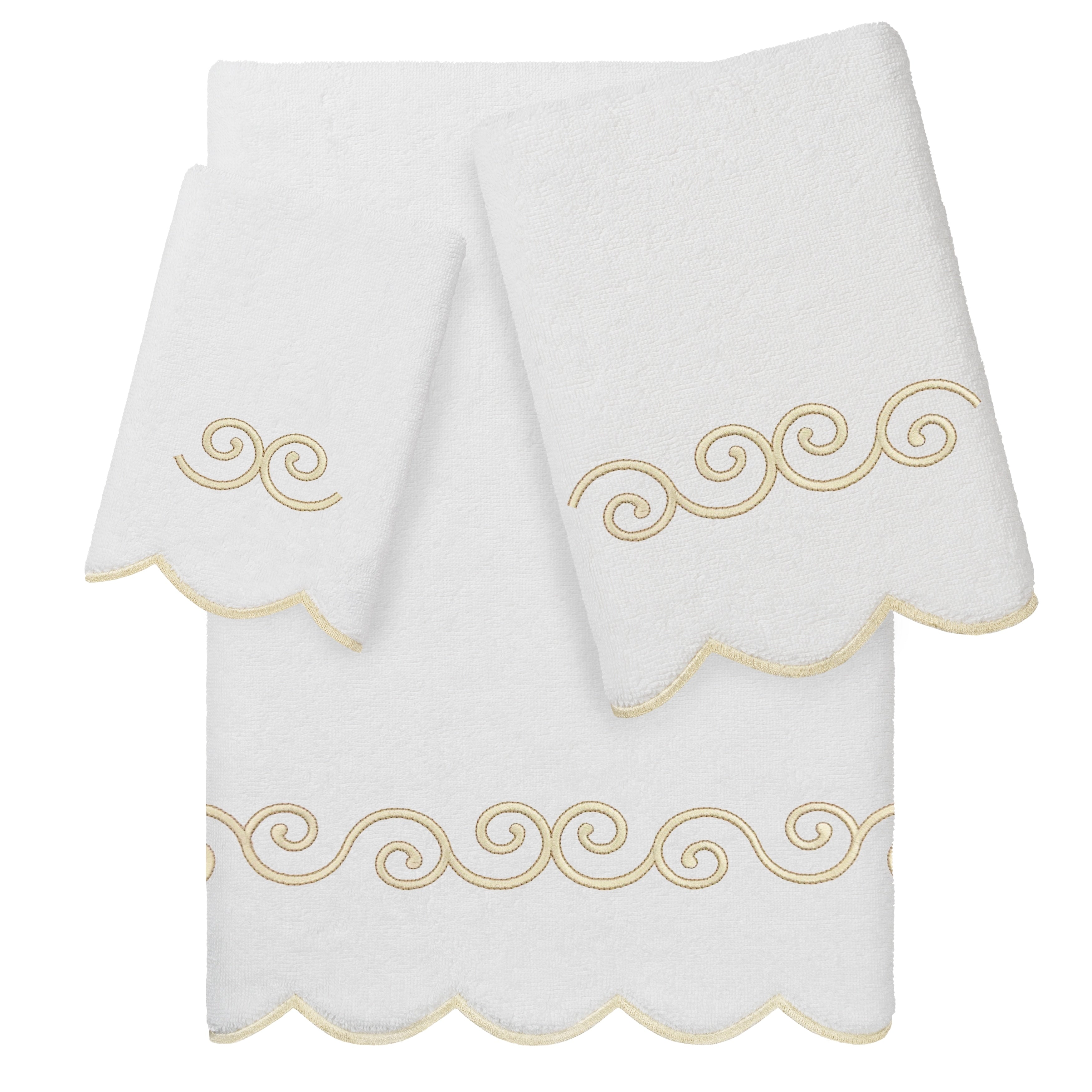 Authentic Hotel And Spa 100 Turkish Cotton Symmetra Scallop Embellished Towel Collection