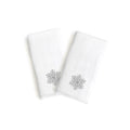Authentic Hotel And Spa 2 Piece Holiday Turkish Cotton Hand Towels With Silver Snowflake Embroidery Set Of 2
