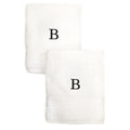 Authentic Hotel And Spa 2 Piece White Turkish Cotton Hand Towels With Black Monogrammed Initial