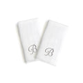 Copper Grove Belgrad 2 Piece White Turkish Cotton Hand Towels With Grey Script Monogrammed Initial