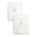 Authentic Hotel And Spa 2 Piece White Turkish Cotton Hand Towels With Silver Script Monogrammed Initial