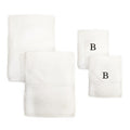 Authentic Hotel And Spa 4 Piece White Turkish Cotton Towel Set With Black Monogrammed Initial Hand Towel