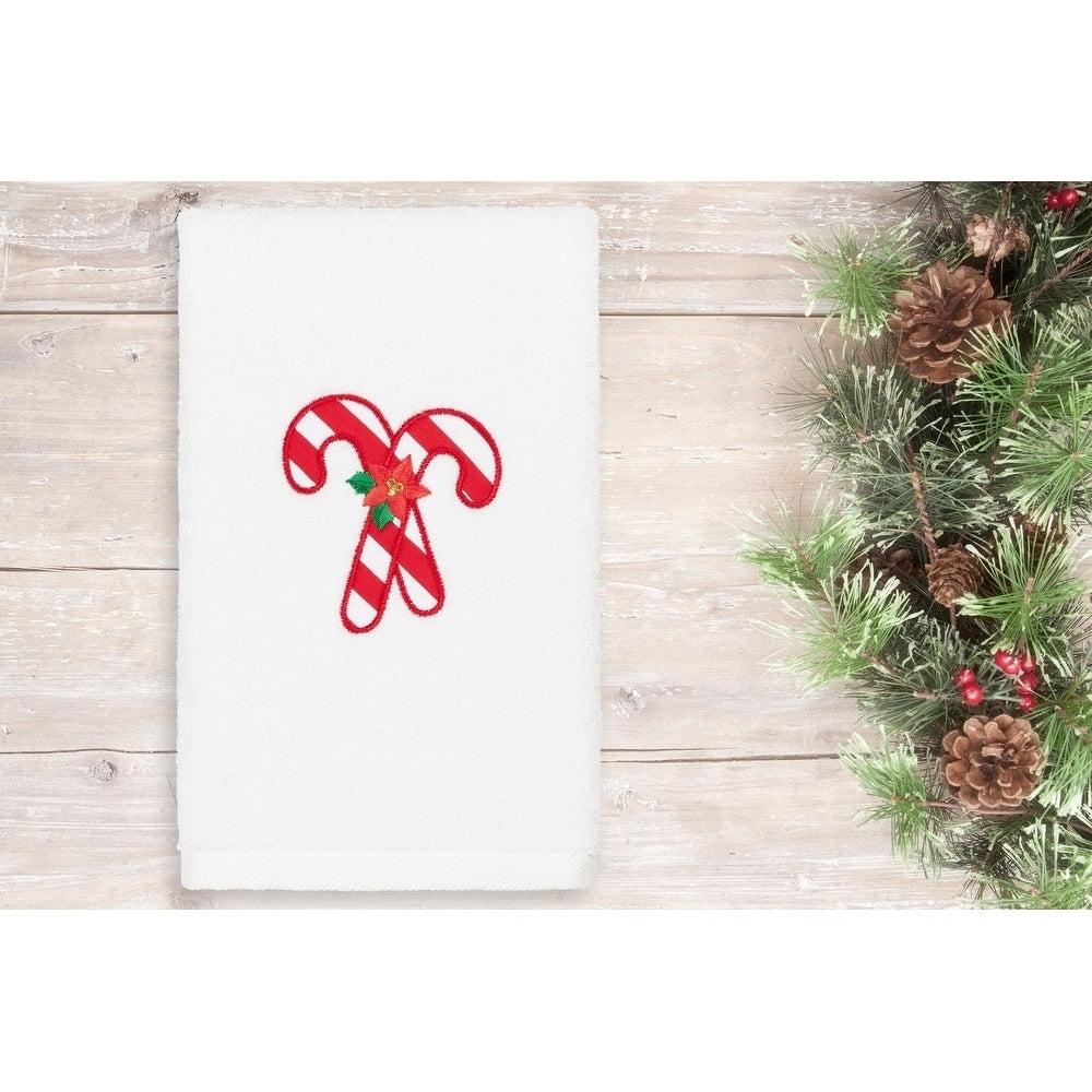 Authentic Hotel And Spa Christmas Candy Canes Embroidered Luxury 100 Turkish Cotton Hand Towel
