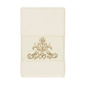 Authentic Hotel And Spa Cream Turkish Cotton Scrollwork Embroidered Hand Towel