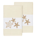 Authentic Hotel And Spa Cream Turkish Cotton Starfish Embroidered Hand Towels Set Of 2