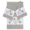 Authentic Hotel And Spa Grey Turkish Cotton Starfish Embroidered 3 Piece Towel Set
