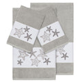 Authentic Hotel And Spa Grey Turkish Cotton Starfish Embroidered 4 Piece Towel Set