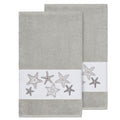 Authentic Hotel And Spa Grey Turkish Cotton Starfish Embroidered Bath Towels Set Of 2