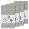Authentic Hotel And Spa Grey Turkish Cotton Starfish Embroidered Hand Towels Set Of 4